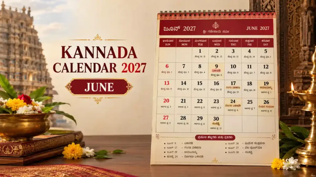 Kannada Calendar 2027 June with festivals and Panchang dates